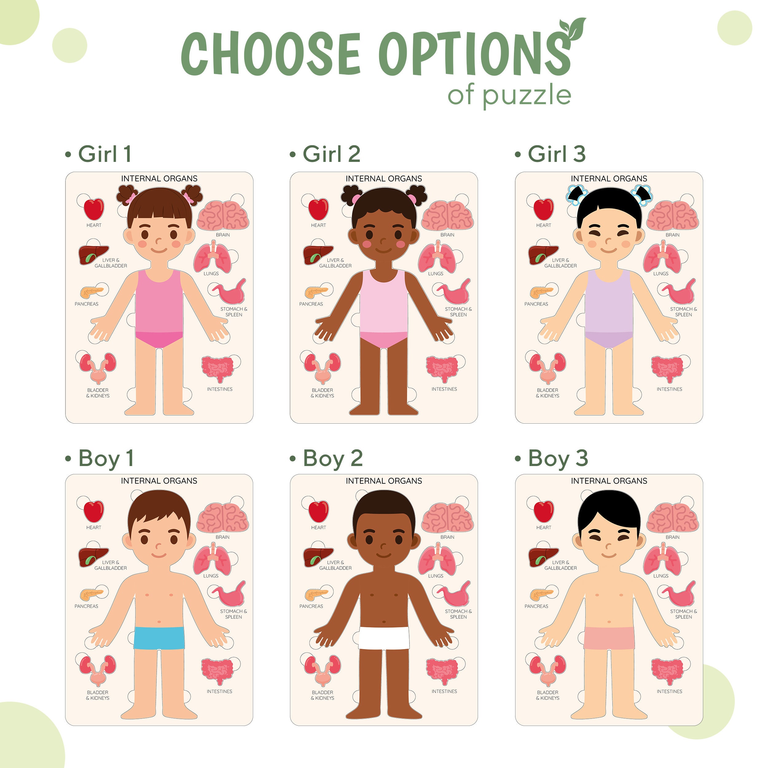 Montessori human body puzzle for kids