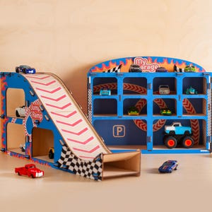 Toy Car Parking Garage, Christmas Gift for Toddler Boys, Montessori Toy Car Storage, Toys for Boys, Wooden Cars Organizer, Gift for Nephew