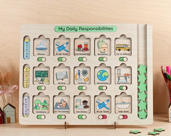 Kids Chore Chart, Daily Responsibilities Chart, Daily Task List Board, Children Preschool Educational Toys, 3 Years Old Gift, Gift for Kids