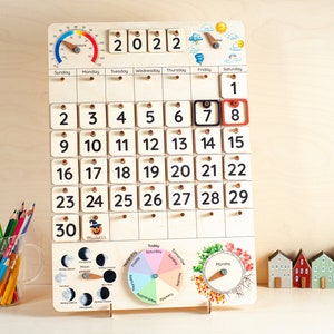 Montessori Calendar for Kids Wooden Calendar Homeschool - Etsy