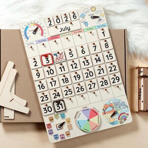 Montessori calendar for kids, Wooden calendar, Homeschool calendar, Classroom decor, Toddler calendar, Gifts for kids, Perpetual calendar image 12