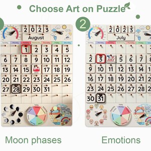 Montessori calendar for kids, Wooden calendar, Homeschool calendar, Classroom decor, Toddler calendar, Gifts for kids, Perpetual calendar image 8