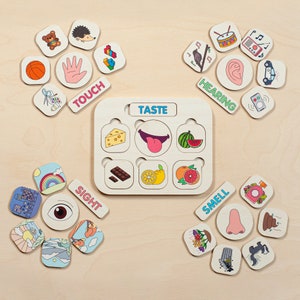 Casse-tête d'activité de tri Cinq sens, Cartes d'association Cinq sens, Jouets éducatifs, Jouets Montessori, Idées cadeaux pour tout-petits, Apprentissage préscolaire