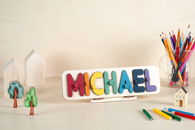 Personalized Name Puzzle for Kids, Montessori Toys, Wooden Name Puzzle ...