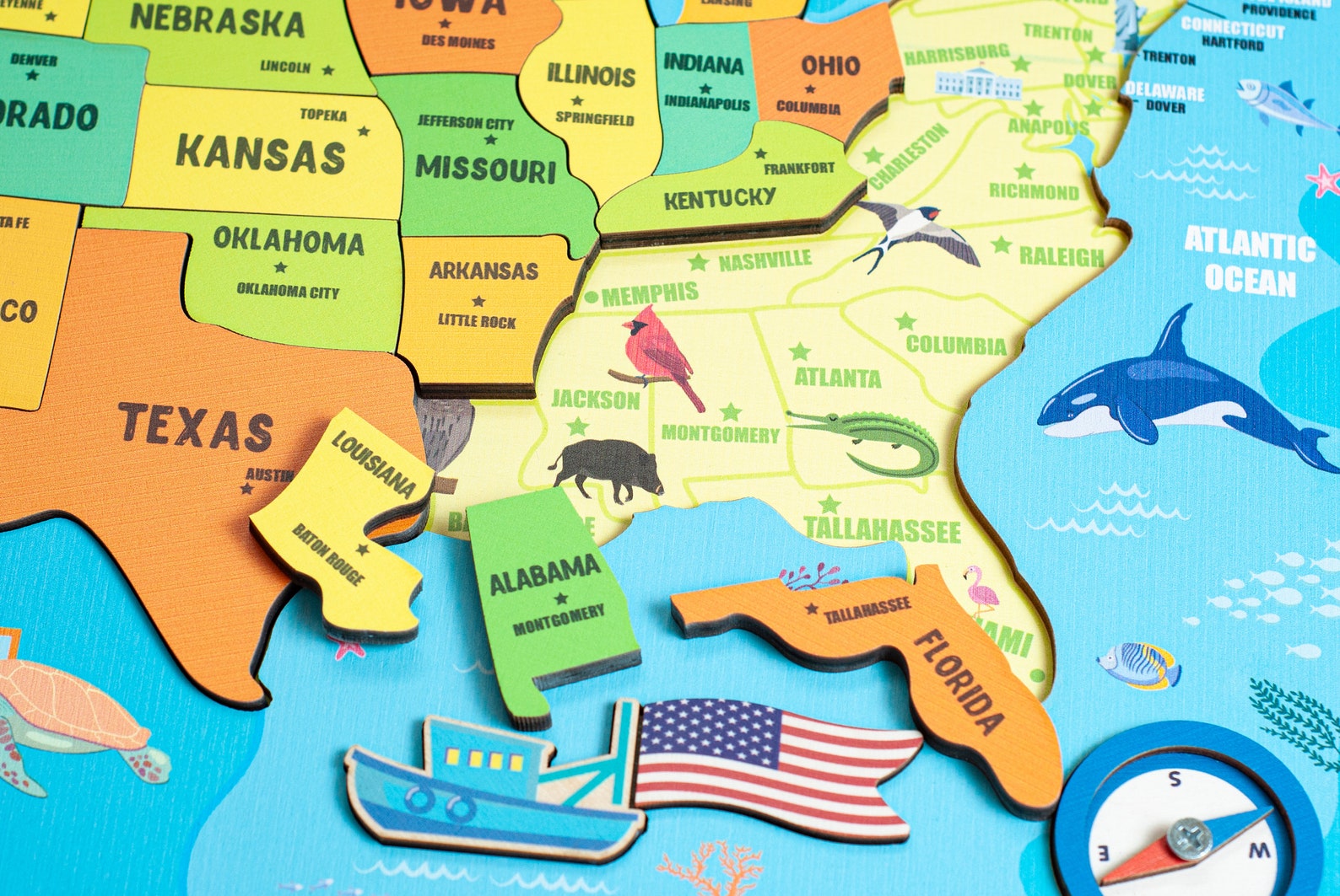 United States Map US Map USA Map Puzzle for Kids Montessori - Etsy