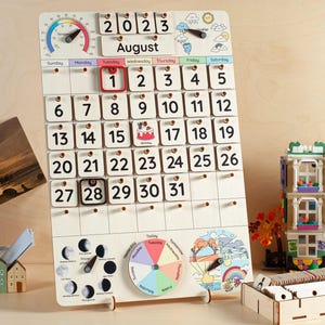 Montessori Calendar for Toddler, Kids Perpetual Calendar, Preschool Activities, Toddler Monthly Calendar, Preschool Calendar, Kids Gift Idea