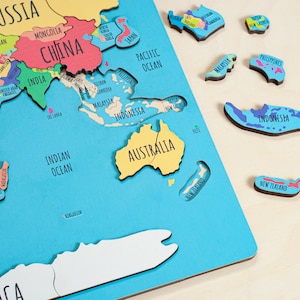 Kids world map, Gift for kids, World map puzzle for kids gift, Homeschool Jigsaw puzzle Kids puzzle Continent puzzle Geography for kids image 7
