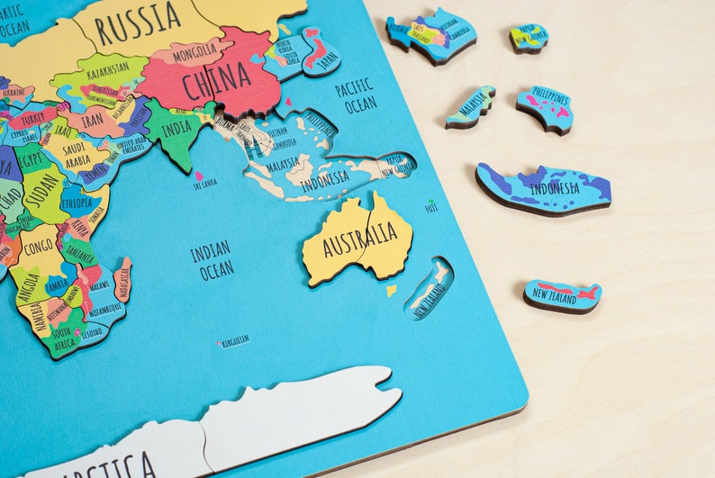 Kids world map, Gift for kids, World map puzzle for kids gift, Homeschool Jigsaw puzzle Kids puzzle Continent puzzle Geography for kids image 7