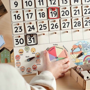 Montessori calendar for kids, Homeschool calendar, Homeschool planner, Perpetual calendar, Kids Calendar, Kids toys, Toddler calendar image 3