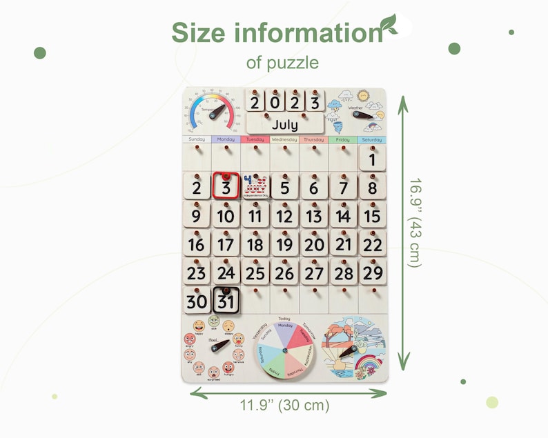 Montessori calendar for kids, Wooden calendar, Homeschool calendar, Classroom decor, Toddler calendar, Gifts for kids, Perpetual calendar image 9
