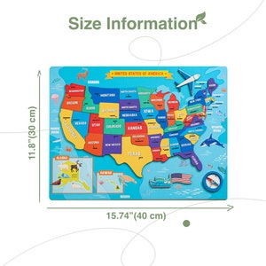United States Map, USA Map Puzzle for Kids, Montessori Toys, Gifts for