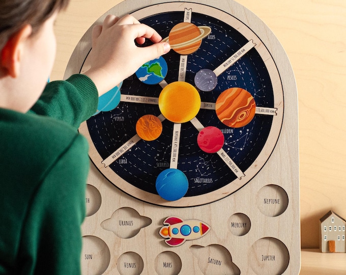 Homeschool Classroom, Toddler Toys, Solar System Puzzle, Gifts for Kids Toddler, Kids Activity, Montessori Toys, Kids Toys, Birthday Gifts