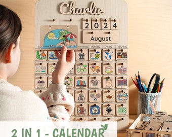 Montessori todler desk calendar, Diary desk kids planner, Preschool Perpetual Calendar, 3 years old gift