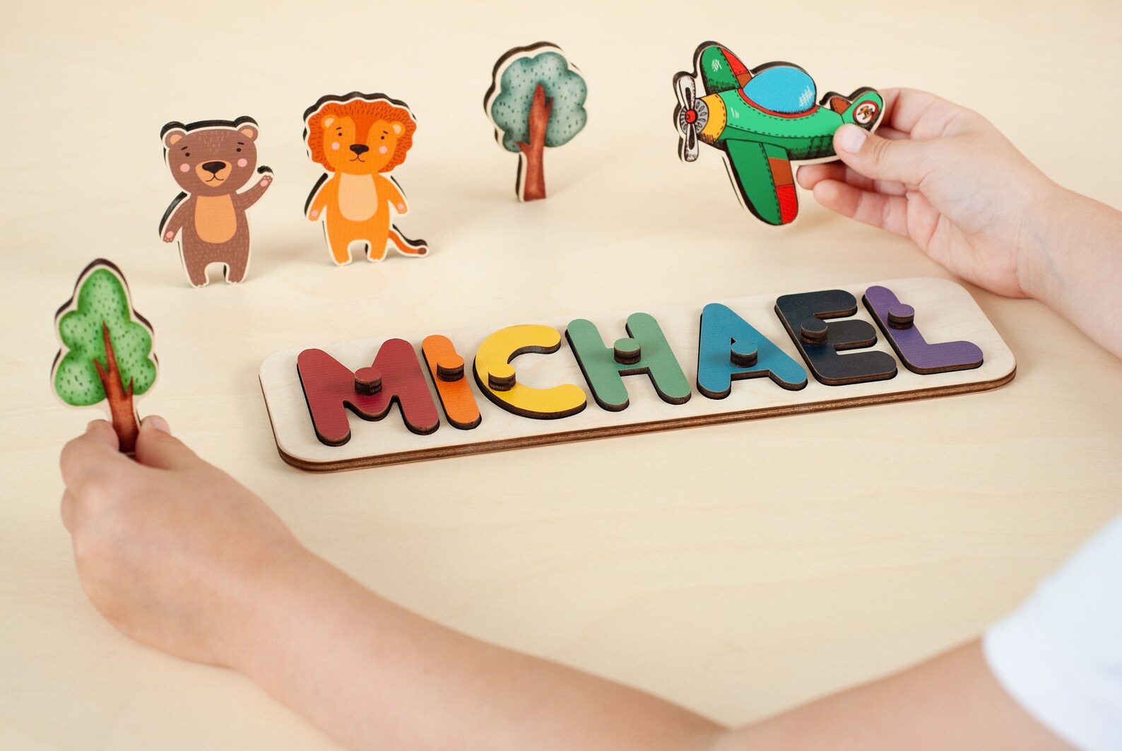 Personalized Name Puzzle for Kids, Montessori Toys, Wooden Name Puzzle ...