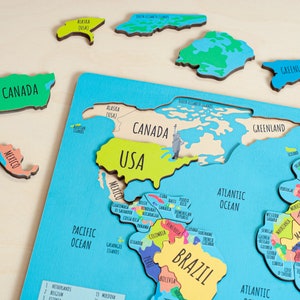 Kids world map, Gift for kids, World map puzzle for kids gift, Homeschool Jigsaw puzzle Kids puzzle Continent puzzle Geography for kids image 6