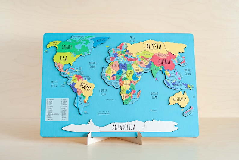 Kids world map, Gift for kids, World map puzzle for kids gift, Homeschool Jigsaw puzzle Kids puzzle Continent puzzle Geography for kids image 9