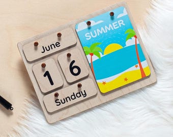 Kids Perpetual Calendar 2026, Montessori Calendar, Preschool Calendar, Wooden Toddler Calendar Gift