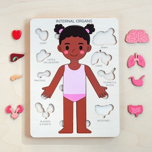 Toddler anatomy puzzle, Human body puzzle with organ parts, Montessori wooden toys, Baby and toddler toys, Pretend play, Gifts for kids