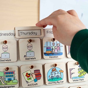 Kids Weekly Calendar, Montessori Toys, Weekly Planner For Toddlers, Perpetual Wooden Calendar, Preschool Toys, Kids Chore Chart, Kids Gift image 3