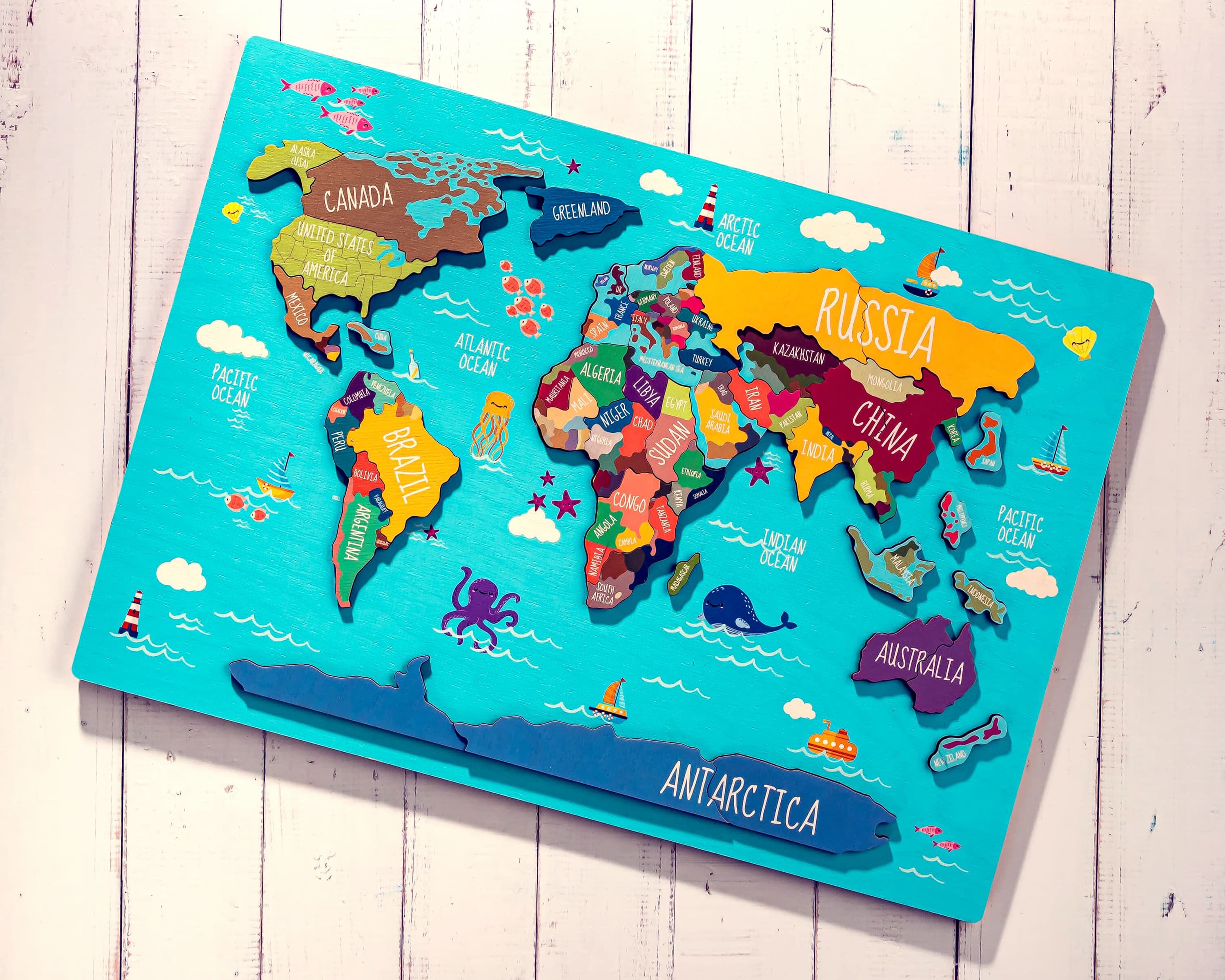Geography Puzzle for Kids, World Map Busy Board, Continent Puzzle