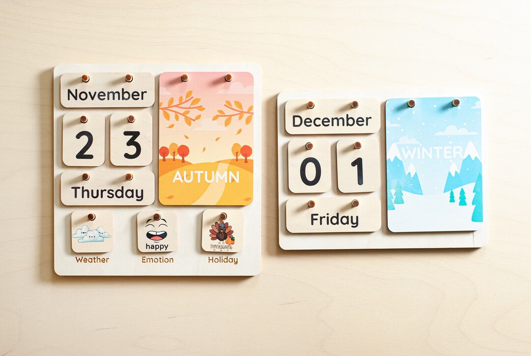 Montessori Calendar for Kids Desk Calendar Montessori Etsy