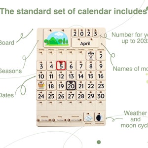Montessori calendar, homeschool calendar, wooden calendar, perpetual calendar, classroom kids calendar, preschool calendar, toddler calendar image 6