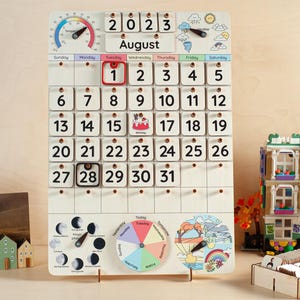 Montessori calendar for kids gift, Toddler monthly calendar, Preschool calendar, Wall calendar, Kinder desk calendar, Kids learning toys