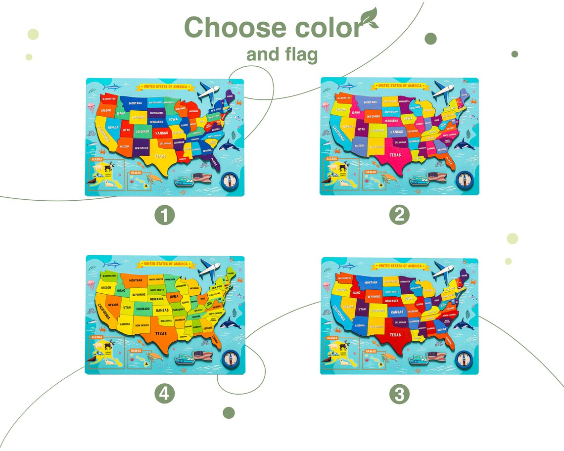 United States Map US Map USA Map Puzzle for Kids Montessori - Etsy