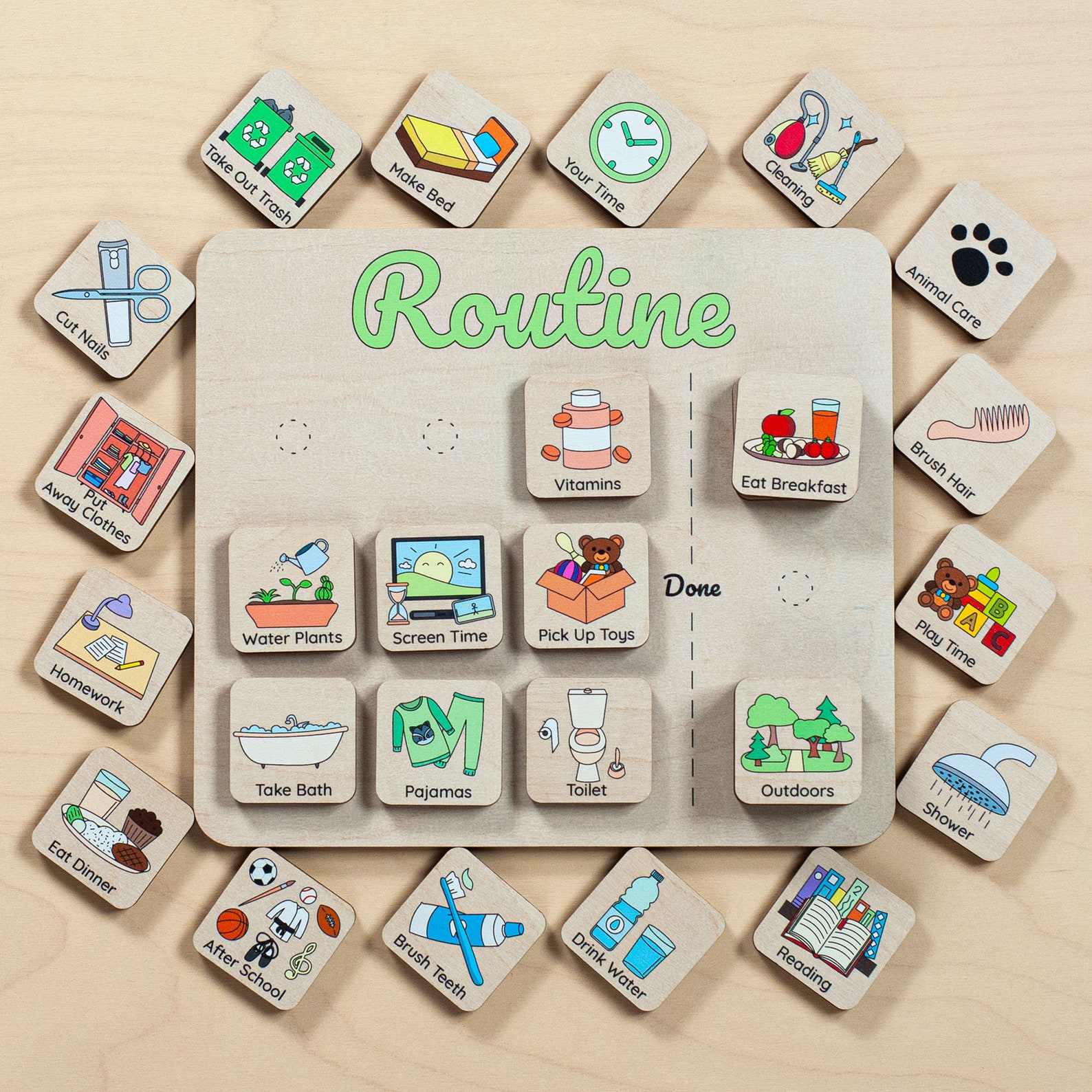 Ic Toy Routine Toddlers Chore Chart, Kids Visual Schedule, Daily Responsibility ...