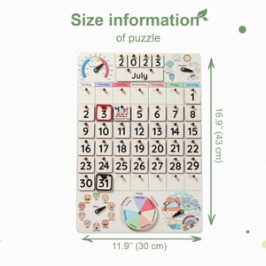 Montessori Calendar for Kids, Wooden Calendar, Homeschool Calendar