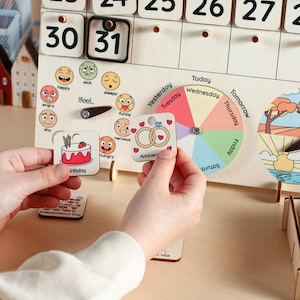 Montessori calendar for kids, Wooden calendar, Homeschool calendar, Classroom decor, Toddler calendar, Gifts for kids, Perpetual calendar image 3
