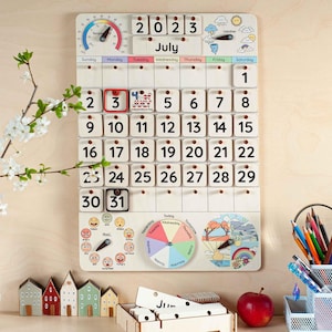 Montessori calendar for toddler, Homeschool calendar planner, Perpetual preschool calendar, Child desk wall calendar, Kids birthday gift