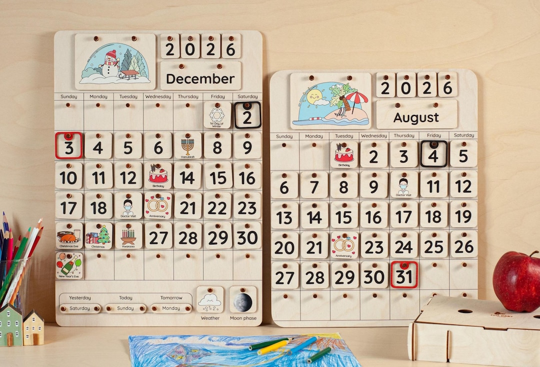 Montessori Perpetual Kids Calendar, Curriculum Materials for Classroom ...
