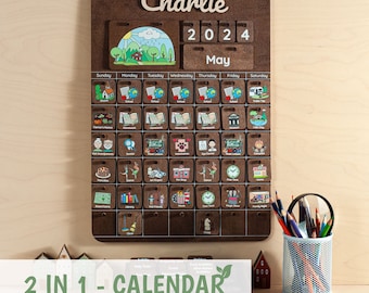 Custom toddler routine wood calendar, Personalized kids daily routine planner, Jigsaw puzzles, 2 Year Old Gift, Gifts for kids