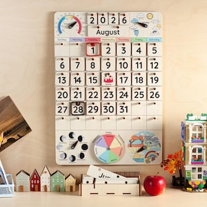 Montessori calendar for kids, Wooden calendar, Homeschool calendar, Classroom decor, Toddler calendar, Gifts for kids, Perpetual calendar image 11