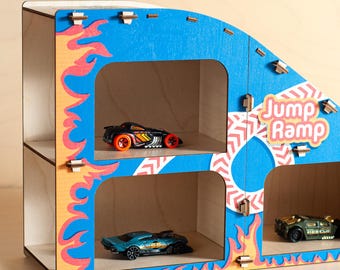 Jump Ramp for Toys Cars, Godson Gift Idea, Parking Cars Garage, Toys for Boys, Montessori Storage, Vehicles Storage, Birthday Gift for Boys