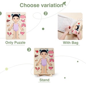 Montessori Toys Human Body Puzzle Toddler Toys Wooden Human Puzzle Kids ...