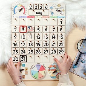 Montessori calendar for kids, Wooden calendar, Homeschool calendar, Classroom decor, Toddler calendar, Gifts for kids, Perpetual calendar image 10