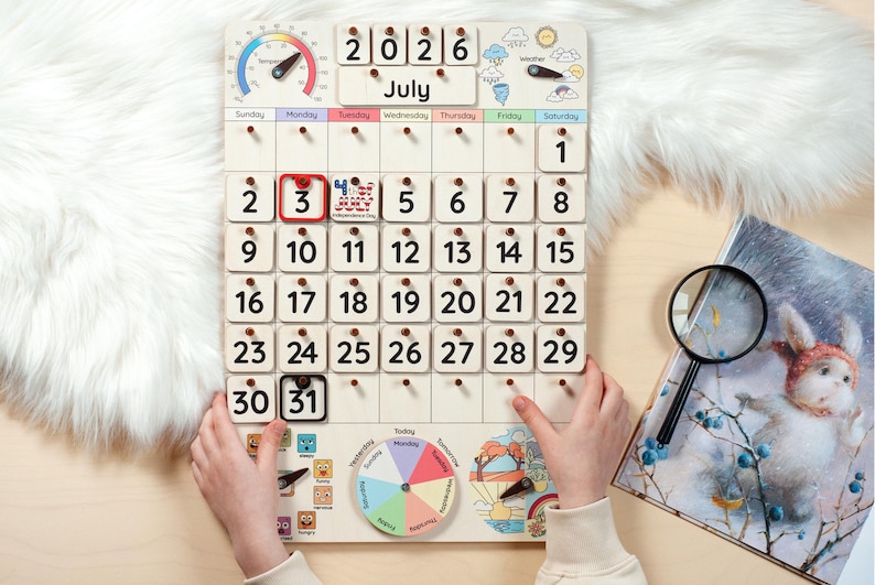 Montessori calendar for kids, Wooden calendar, Homeschool calendar, Classroom decor, Toddler calendar, Gifts for kids, Perpetual calendar image 10
