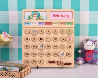 Montessori Wooden Perpetual Calendar, Waldorf Homeschool Learning