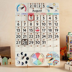Montessori calendar for kids, Homeschool calendar, Homeschool planner, Perpetual calendar, Kids Calendar, Kids toys, Toddler calendar image 2