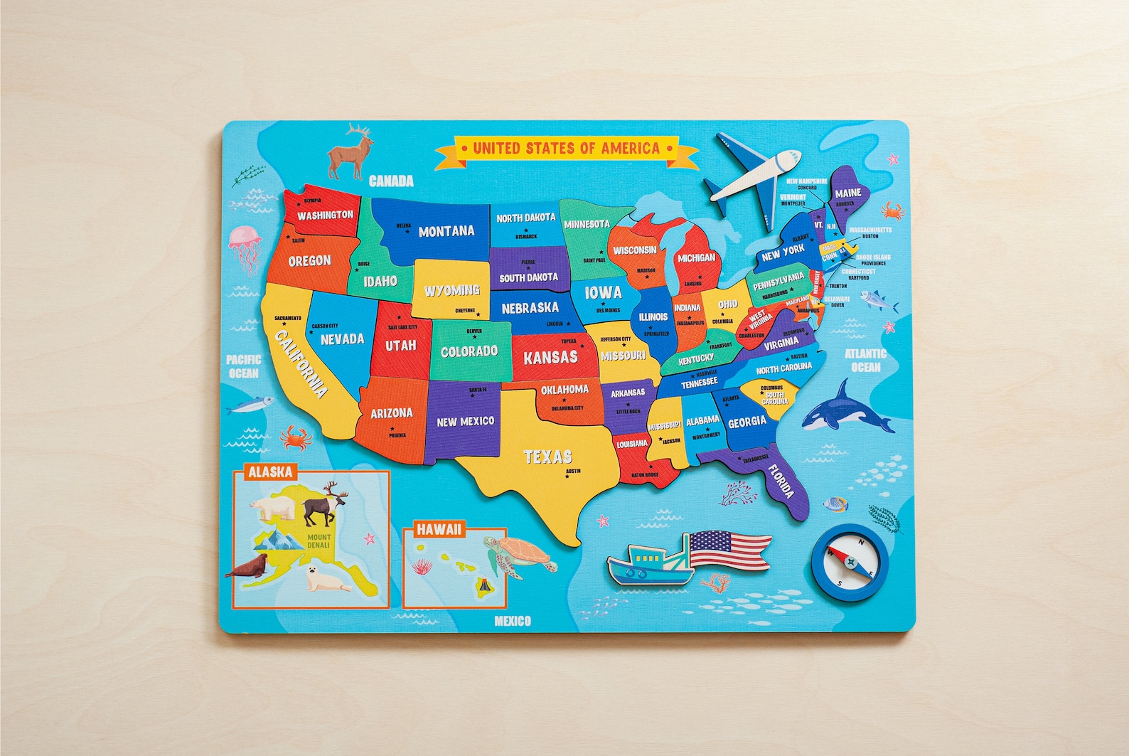 United States Map US Map USA Map Puzzle for Kids Montessori - Etsy