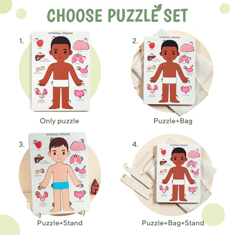 Wooden Human Anatomy Puzzle, Montessori Toddler Organ Parts Toy, Educational Learning Gift image 6