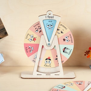 Emotion Chart for Toddler, Kids Feelings Wheel, Wooden Emotion Wheel, Emotion Busy Board, Toddler Gift Idea, Occupational Play Therapy