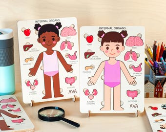 Wooden Human Body Anatomy Puzzle, Montessori Learning Toy, Educational Toddler Toy, Back-to-School Season Gifts