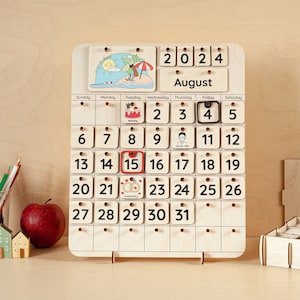 Perpetual calendar for kids, preschool wooden calendar, montessori calendar, educational toys, classroom calendar, perfect kids gift