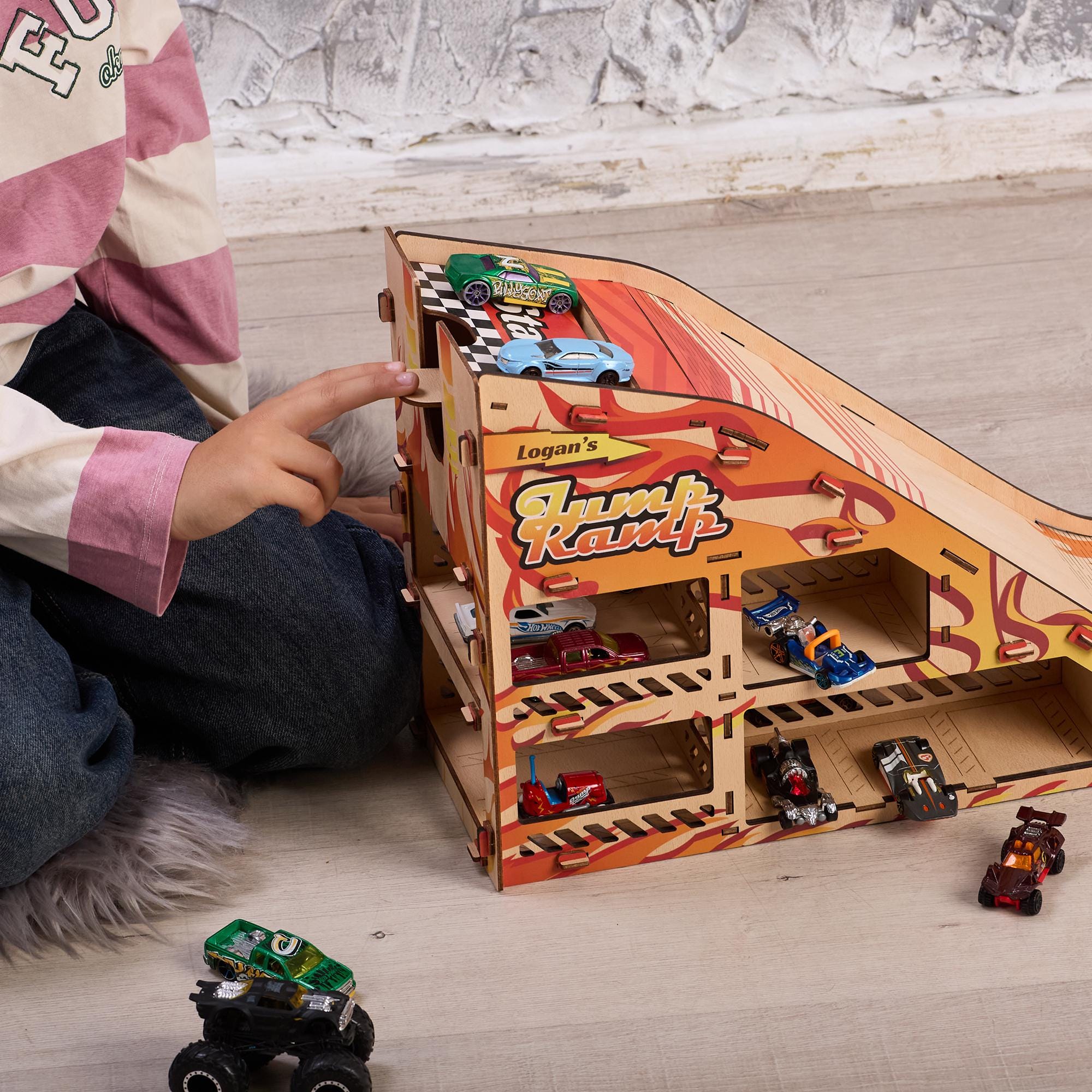Personalized Wooden Car Ramp: Montessori Toys Car Storage - Etsy