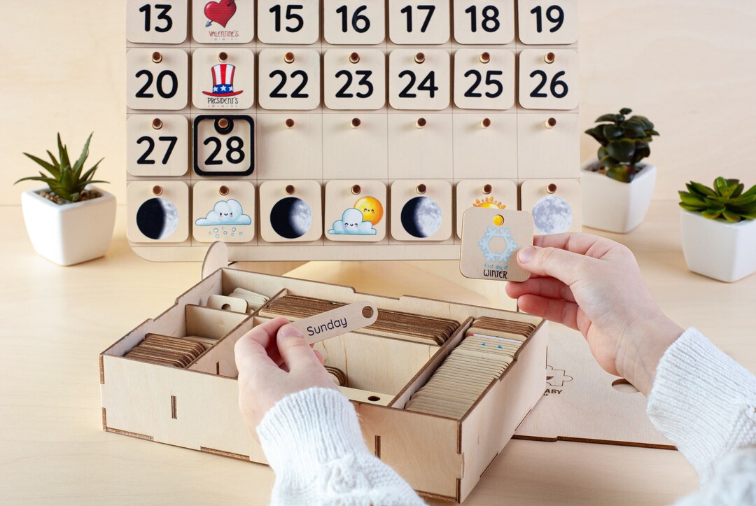 Montessori Calendar Homeschool Calendar Wooden Calendar - Etsy