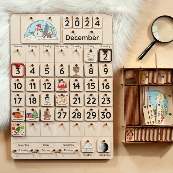Perpetual Calendar for Kids, Wooden Calendar, Montessori Classroom,  Educational Toys, Classroom Kids Calendar, Preschool Calendar - Etsy