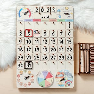 Montessori Calendar for Kids, Homeschool Calendar, Classroom Decor, Wooden Calendar for Kids, Preschool Curriculum, Toddler Weekly Calendar